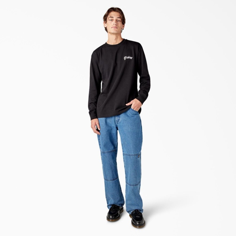 Men's Dickies Dighton Long Sleeve Graphic T-Shirt Black | 5827039-LP