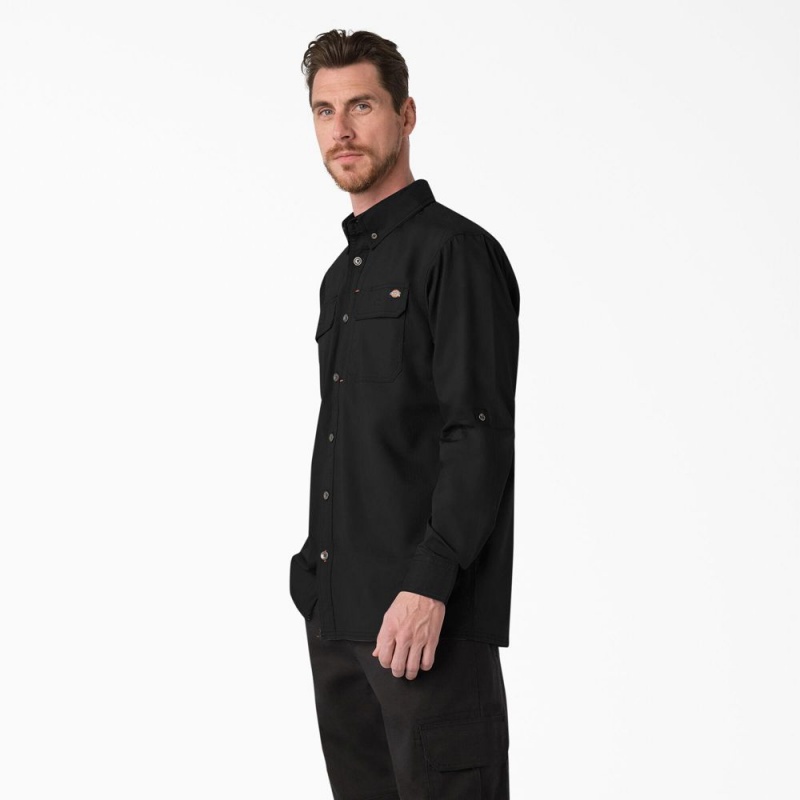 Men's Dickies DuraTech Ranger Ripstop Shirt Black | 4316859-GH