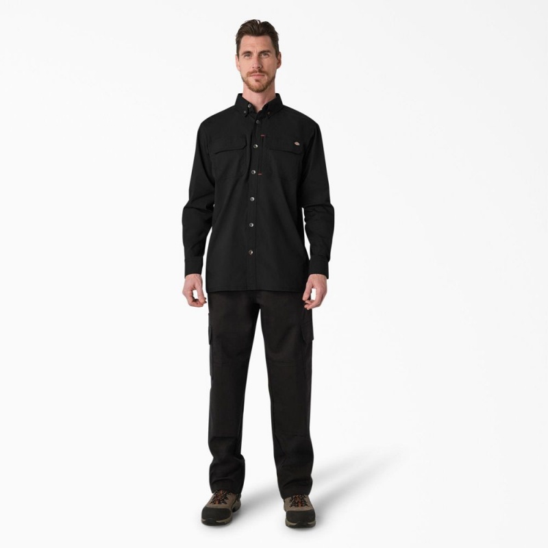 Men's Dickies DuraTech Ranger Ripstop Shirt Black | 4316859-GH