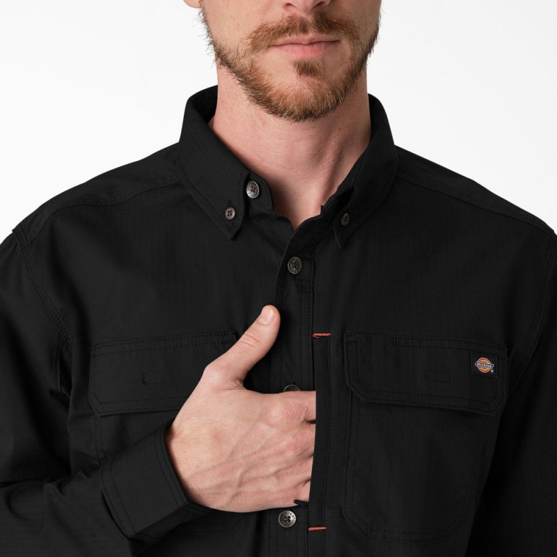 Men's Dickies DuraTech Ranger Ripstop Shirt Black | 4316859-GH