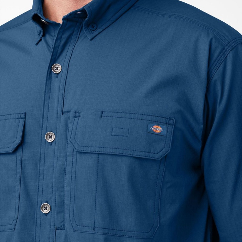 Men's Dickies DuraTech Ranger Ripstop Shirt Blue | 8147526-TZ