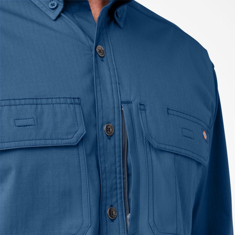 Men's Dickies DuraTech Ranger Ripstop Shirt Blue | 8147526-TZ