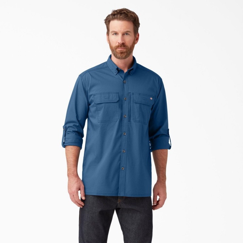 Men\'s Dickies DuraTech Ranger Ripstop Shirt Blue | 8147526-TZ