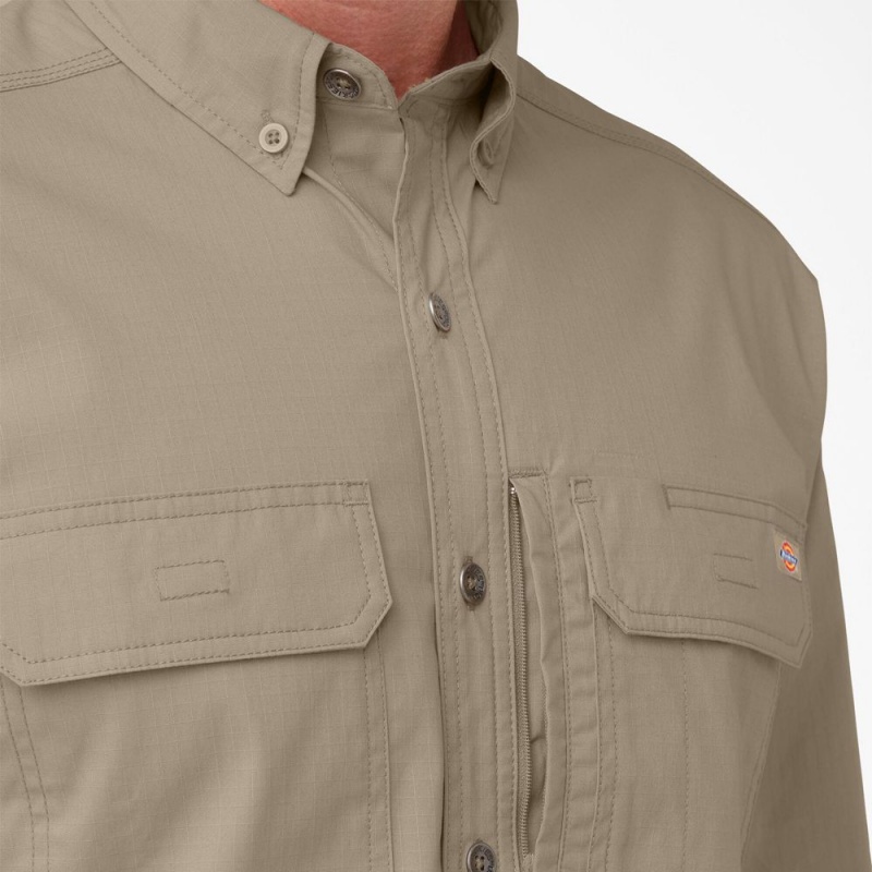 Men's Dickies DuraTech Ranger Ripstop Shirt Brown | 9068437-ZL