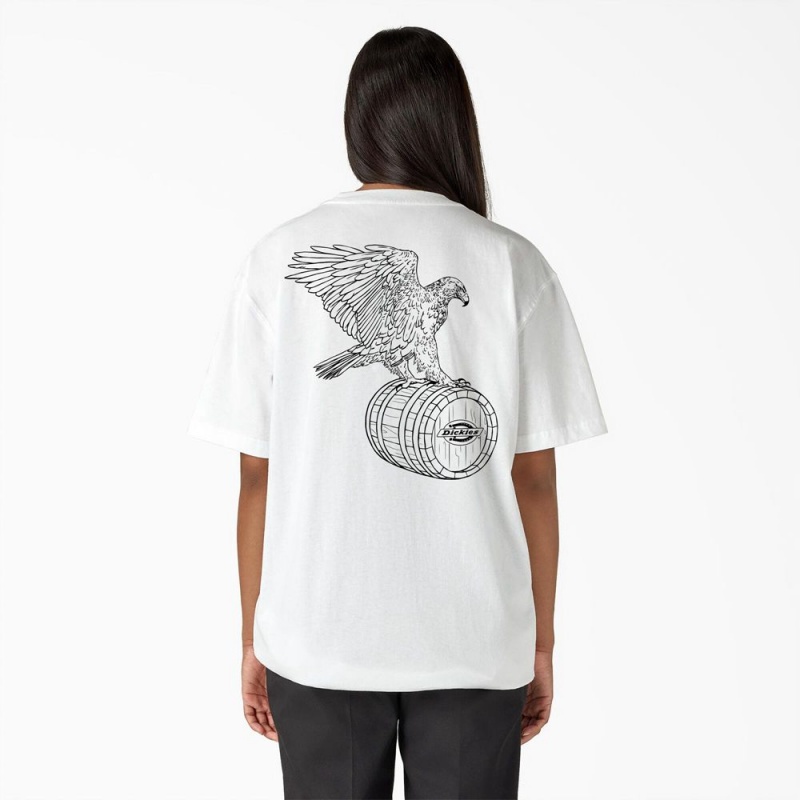 Men's Dickies Eagle Barrel Heavyweight T-Shirt White | 9218643-TJ