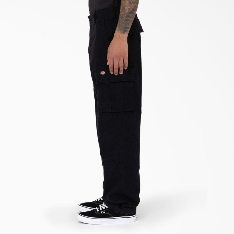 Men's Dickies Eagle Bend Relaxed Fit Double Knee Cargo Pants Black | 1076392-YK