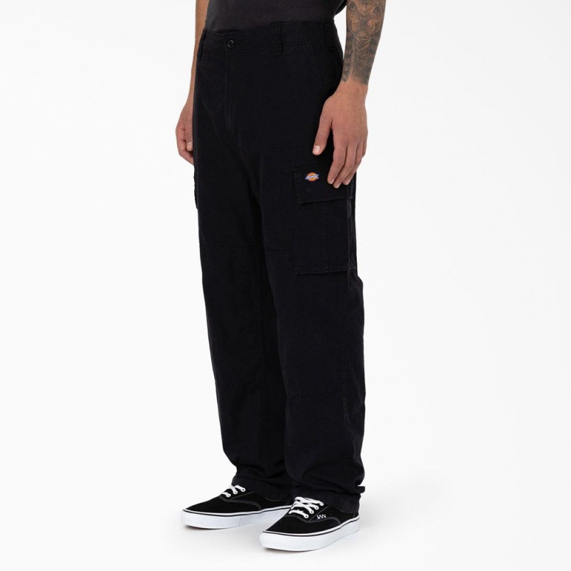 Men's Dickies Eagle Bend Relaxed Fit Double Knee Cargo Pants Black | 1076392-YK