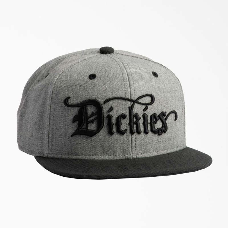 Men\'s Dickies Embroidered Flat Brim Hat Grey | 3789612-RC