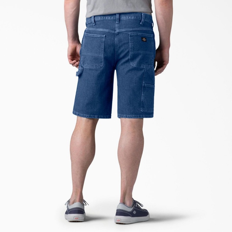 Men's Dickies FLEX Active Waist Relaxed Fit Carpenter Shorts Blue | 6147539-PG