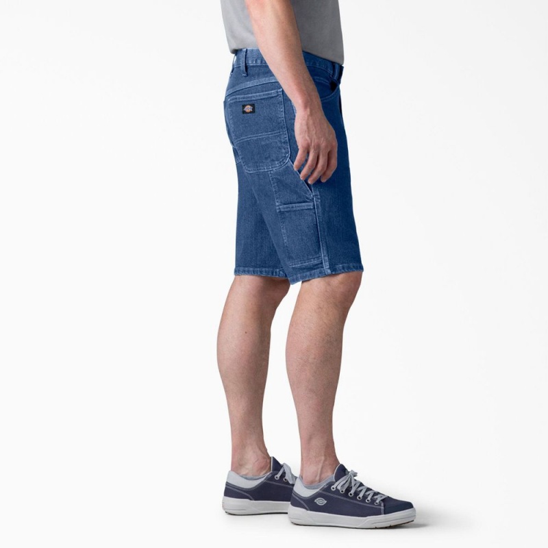 Men's Dickies FLEX Active Waist Relaxed Fit Carpenter Shorts Blue | 6147539-PG