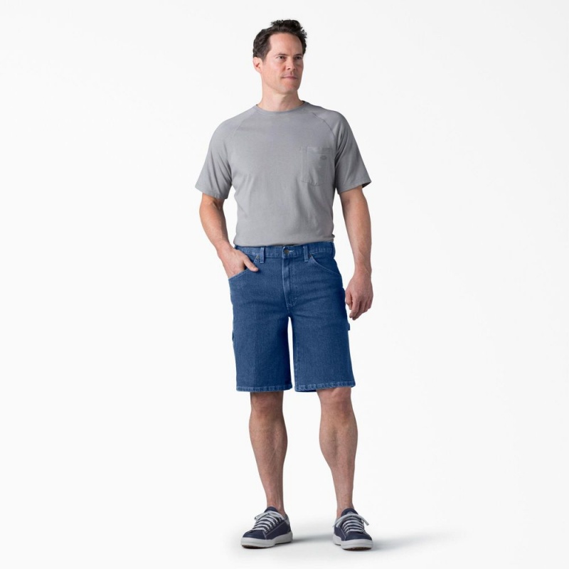 Men's Dickies FLEX Active Waist Relaxed Fit Carpenter Shorts Blue | 6147539-PG