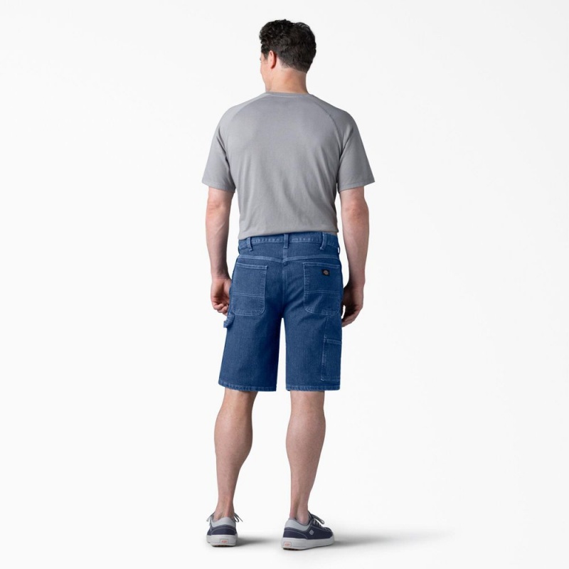 Men's Dickies FLEX Active Waist Relaxed Fit Carpenter Shorts Blue | 6147539-PG