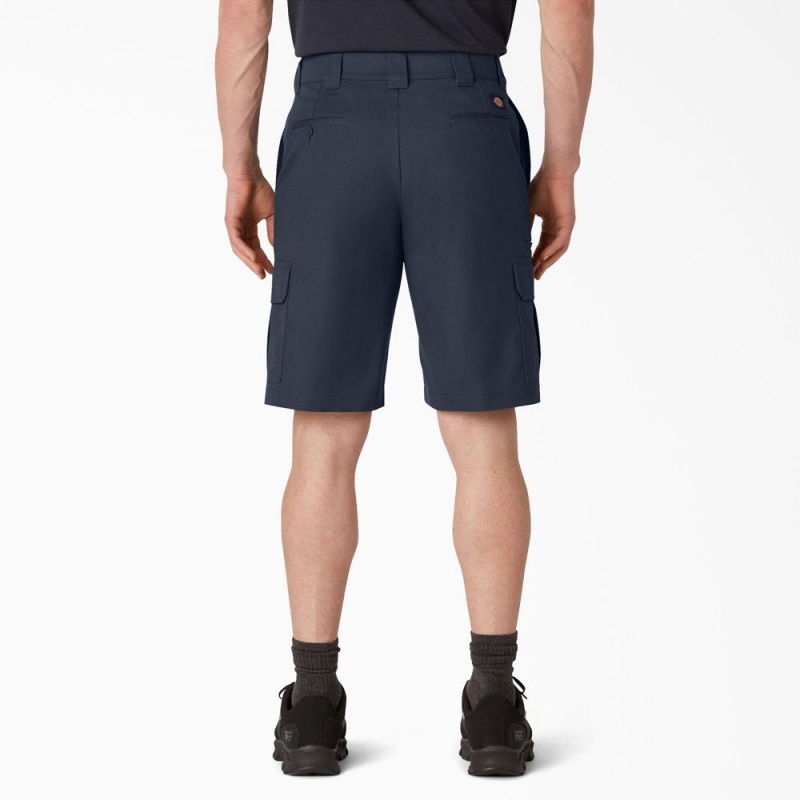 Men's Dickies FLEX Cooling Active Waist Regular Fit Cargo Shorts Navy | 5736201-EG