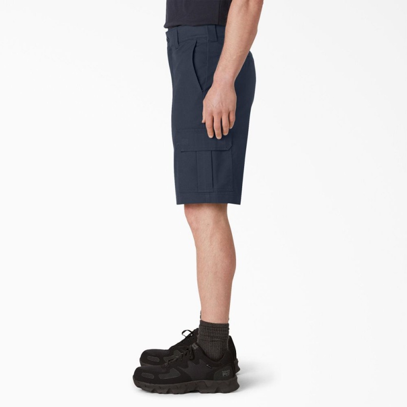 Men's Dickies FLEX Cooling Active Waist Regular Fit Cargo Shorts Navy | 5736201-EG