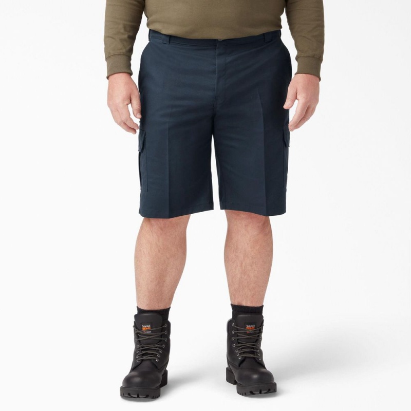 Men's Dickies FLEX Cooling Active Waist Regular Fit Cargo Shorts Navy | 5736201-EG