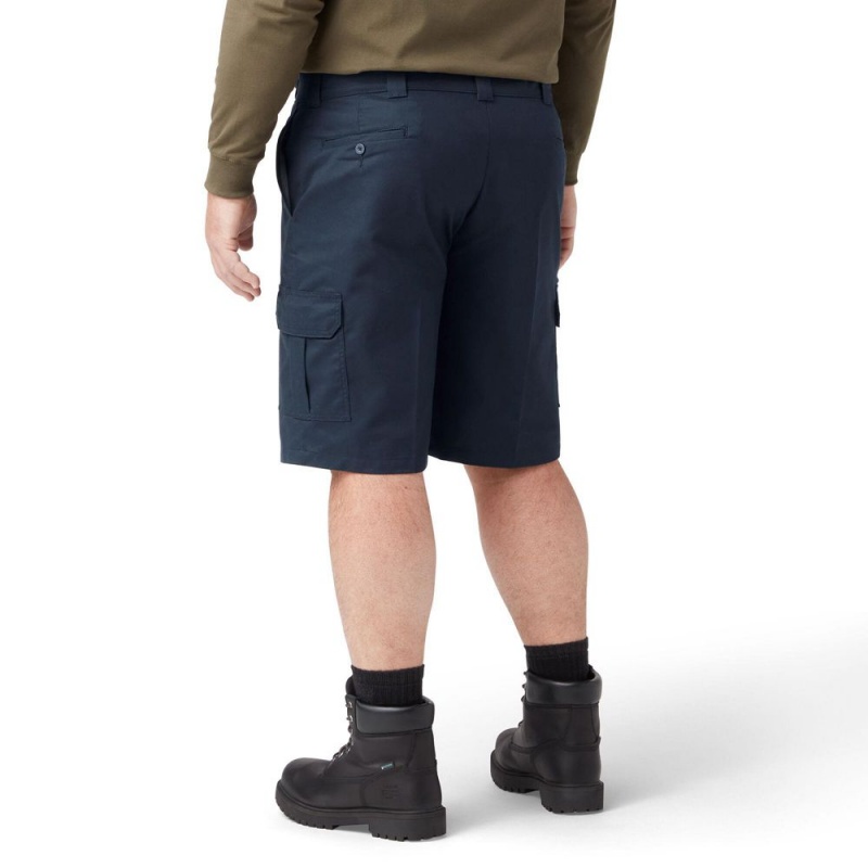 Men's Dickies FLEX Cooling Active Waist Regular Fit Cargo Shorts Navy | 5736201-EG