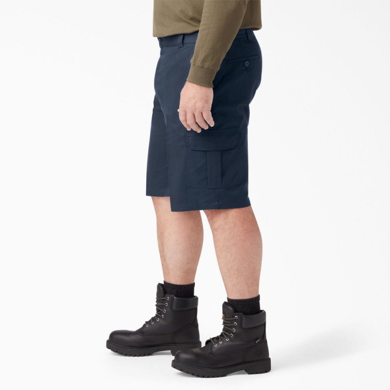 Men's Dickies FLEX Cooling Active Waist Regular Fit Cargo Shorts Navy | 5736201-EG