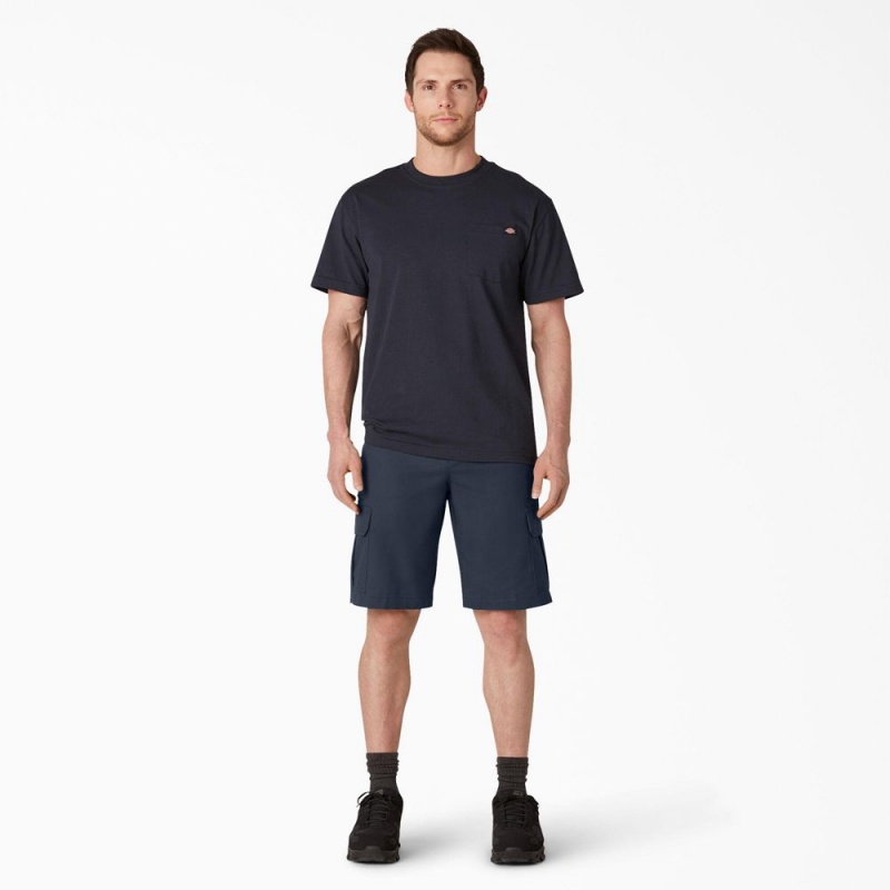 Men's Dickies FLEX Cooling Active Waist Regular Fit Cargo Shorts Navy | 5736201-EG