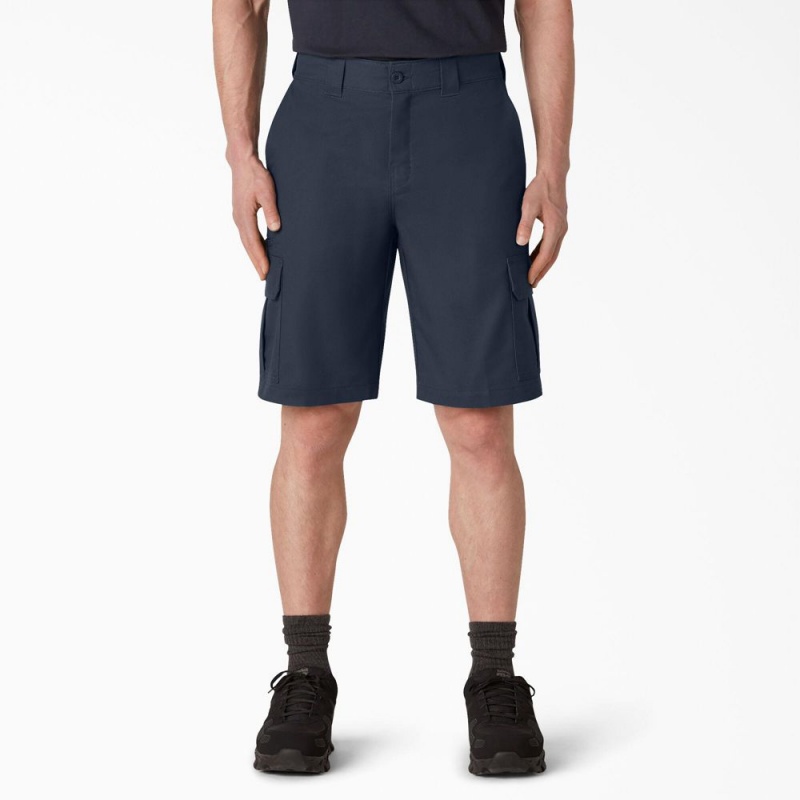 Men\'s Dickies FLEX Cooling Active Waist Regular Fit Cargo Shorts Navy | 5736201-EG