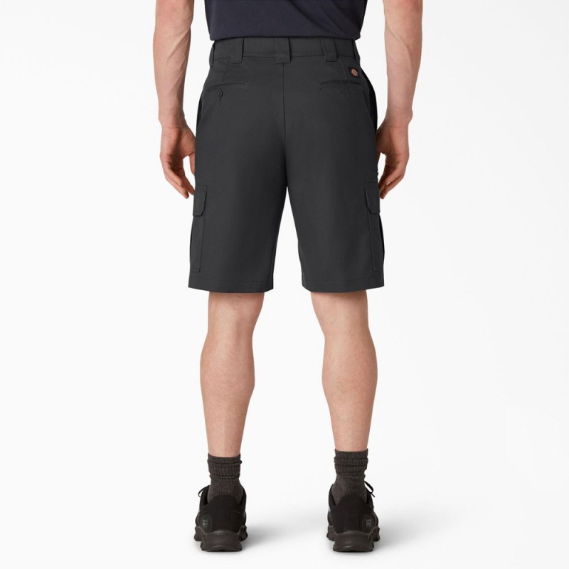 Men's Dickies FLEX Cooling Active Waist Regular Fit Cargo Shorts Black | 1965428-IV