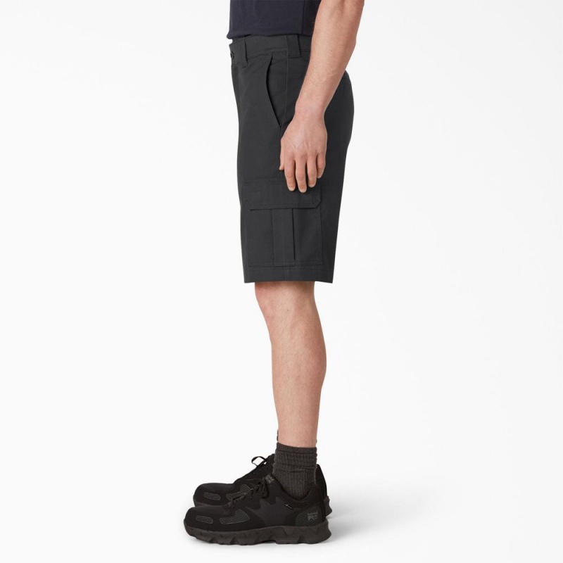 Men's Dickies FLEX Cooling Active Waist Regular Fit Cargo Shorts Black | 1965428-IV