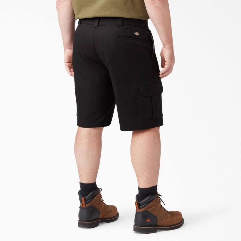 Men's Dickies FLEX Cooling Active Waist Regular Fit Cargo Shorts Black | 1965428-IV