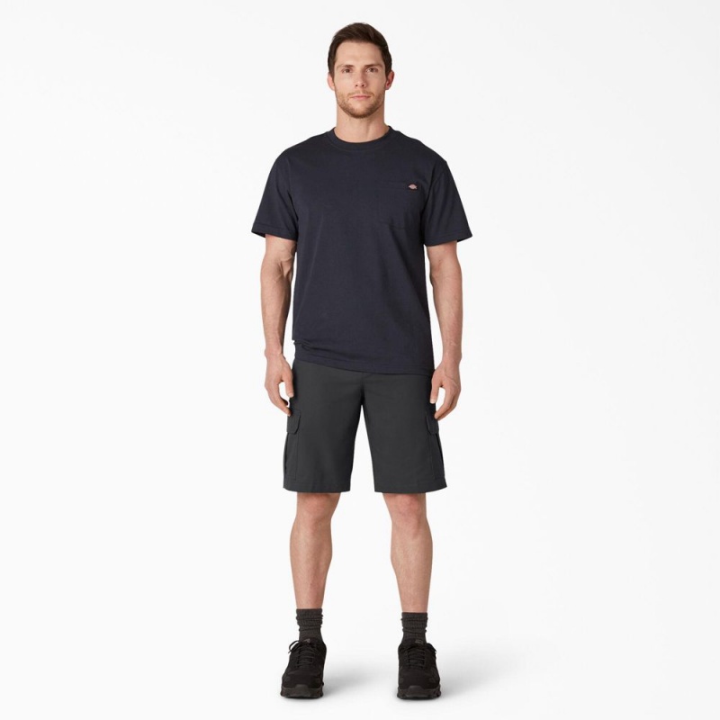 Men's Dickies FLEX Cooling Active Waist Regular Fit Cargo Shorts Black | 1965428-IV