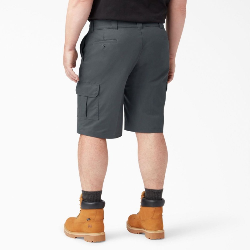 Men's Dickies FLEX Cooling Active Waist Regular Fit Cargo Shorts Grey | 3094165-HY