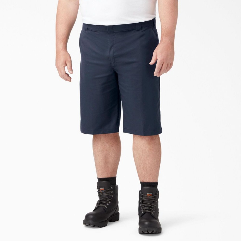 Men's Dickies FLEX Cooling Active Waist Regular Fit Shorts Navy | 2581904-QO