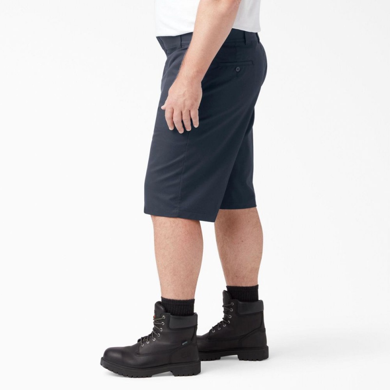 Men's Dickies FLEX Cooling Active Waist Regular Fit Shorts Navy | 2581904-QO