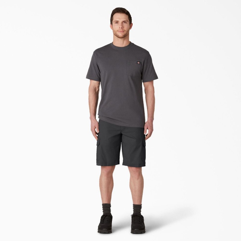 Men's Dickies FLEX Cooling Regular Fit Cargo Shorts Black | 1265437-AZ