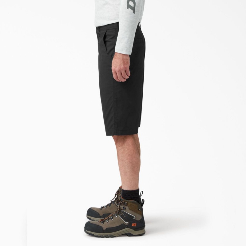 Men's Dickies FLEX Cooling Regular Fit Utility Shorts Black | 9465278-WL