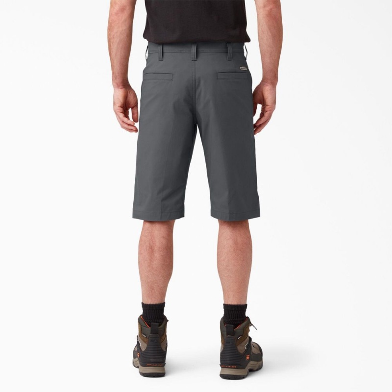 Men's Dickies FLEX Cooling Regular Fit Utility Shorts Grey | 2467083-RW