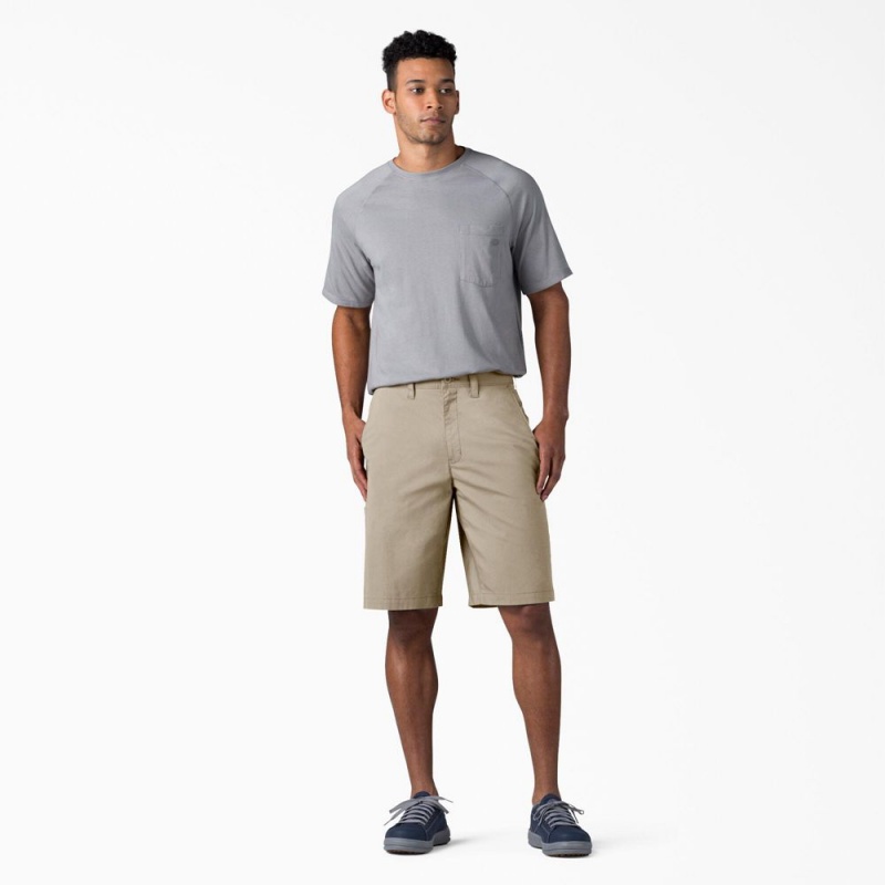 Men's Dickies FLEX Cooling Regular Fit Utility Shorts Grey | 2481350-JO