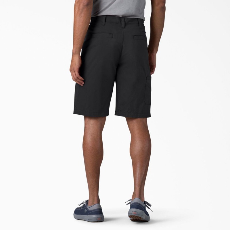 Men's Dickies FLEX Cooling Regular Fit Utility Shorts Black | 7632058-XA