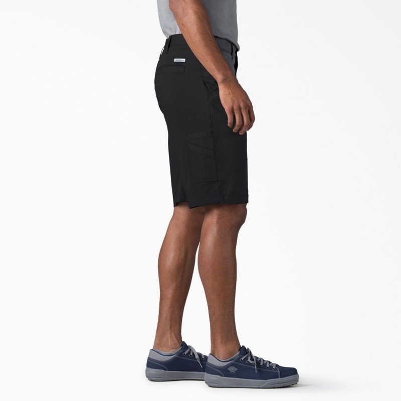 Men's Dickies FLEX Cooling Regular Fit Utility Shorts Black | 7632058-XA