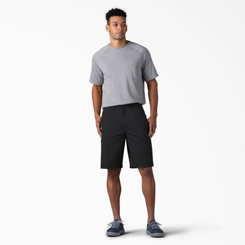 Men's Dickies FLEX Cooling Regular Fit Utility Shorts Black | 7632058-XA