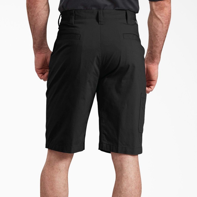 Men's Dickies FLEX Cooling Regular Fit Utility Shorts Black | 7632058-XA