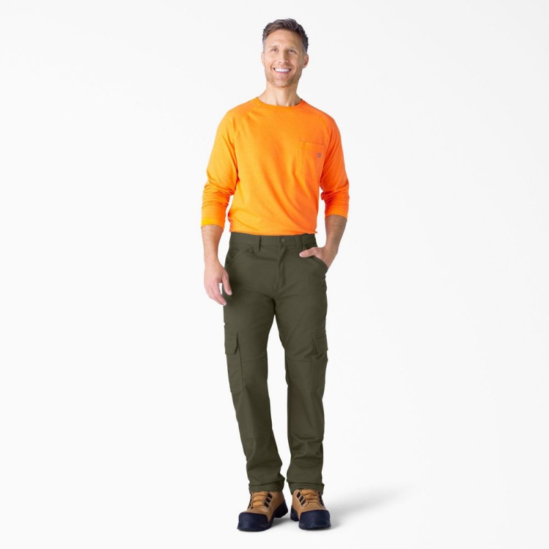 Men's Dickies FLEX DuraTech Relaxed Fit Duck Cargo Pants Green | 4856971-DR