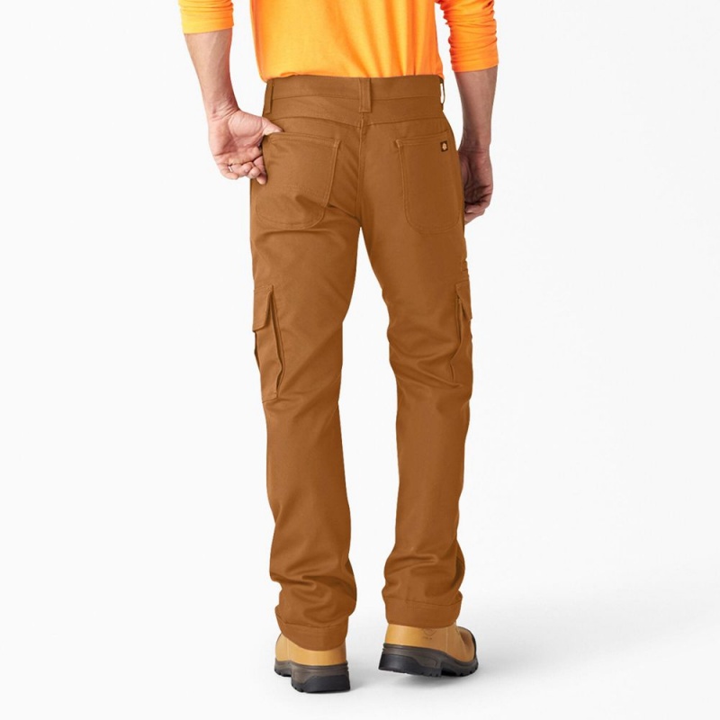 Men's Dickies FLEX DuraTech Relaxed Fit Duck Cargo Pants Brown | 9153726-MC