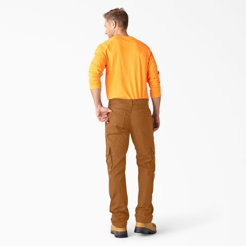 Men's Dickies FLEX DuraTech Relaxed Fit Duck Cargo Pants Brown | 9153726-MC