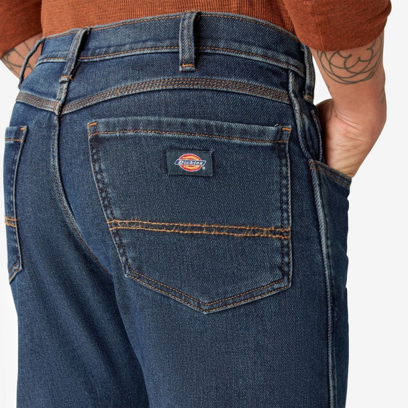 Men's Dickies FLEX Lined Regular Fit 5-Pocket Jeans Blue | 8695032-AP