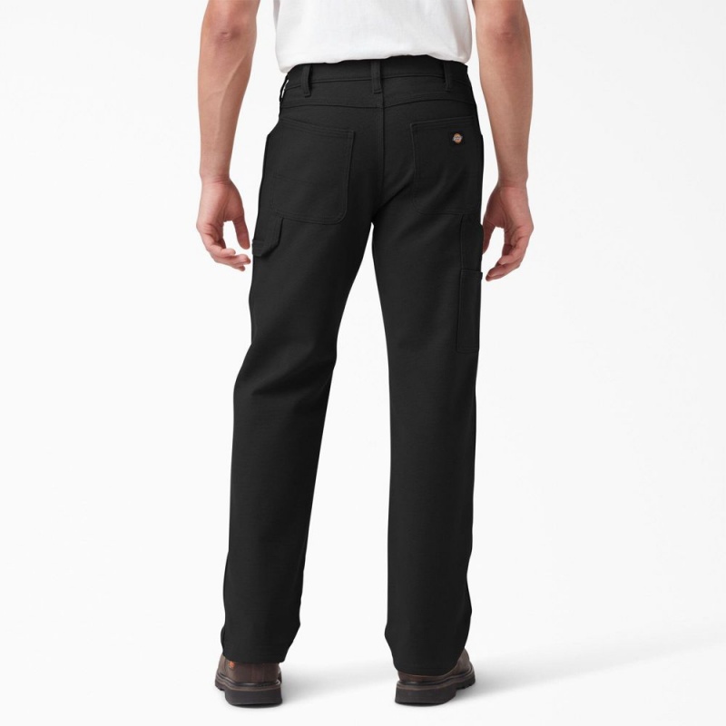 Men's Dickies FLEX Lined Regular Fit Duck Carpenter Pants Black | 4351672-SI