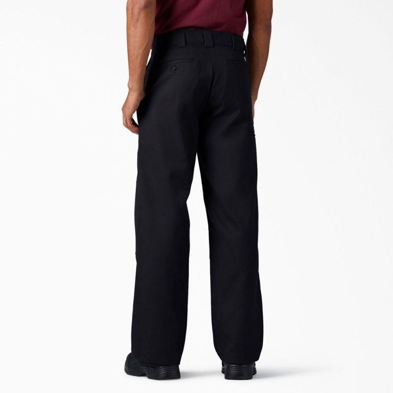 Men's Dickies FLEX Loose Fit Double Knee Work Pants Black | 0125783-LA