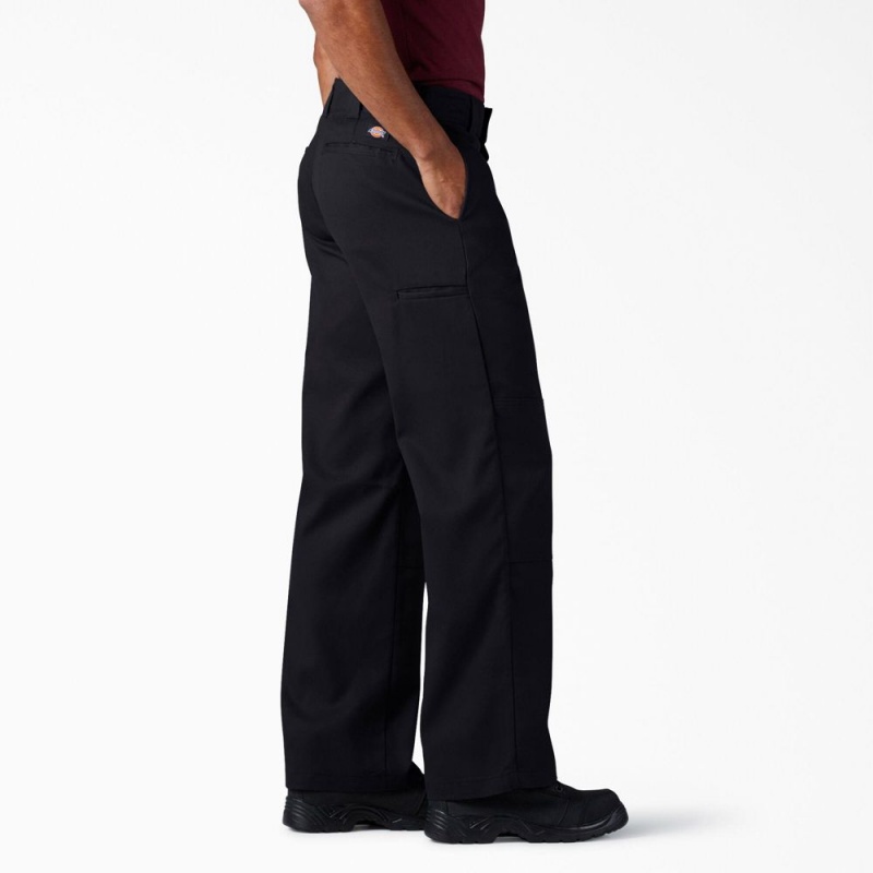 Men's Dickies FLEX Loose Fit Double Knee Work Pants Black | 0125783-LA