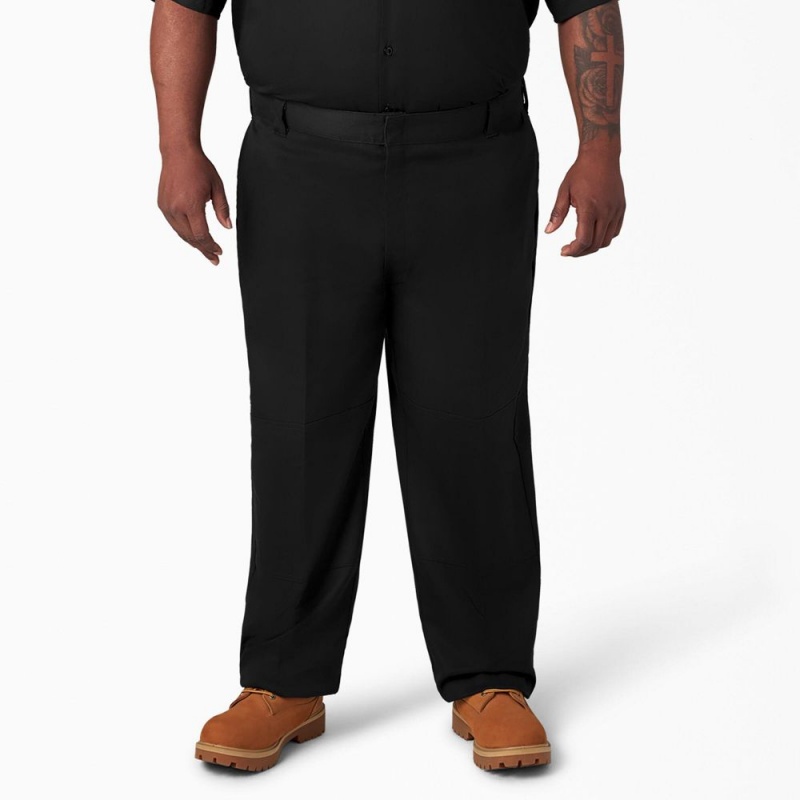 Men's Dickies FLEX Loose Fit Double Knee Work Pants Black | 0125783-LA