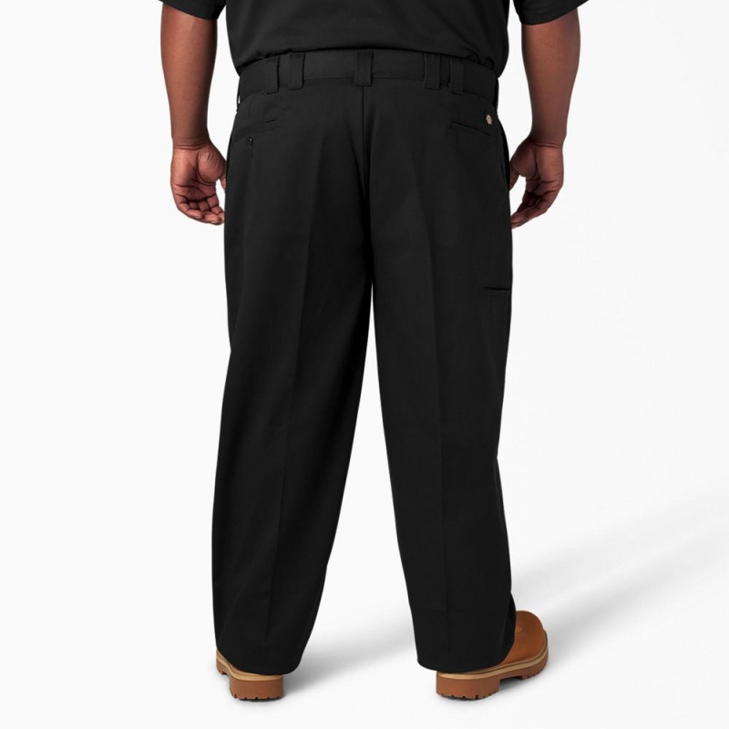 Men's Dickies FLEX Loose Fit Double Knee Work Pants Black | 0125783-LA