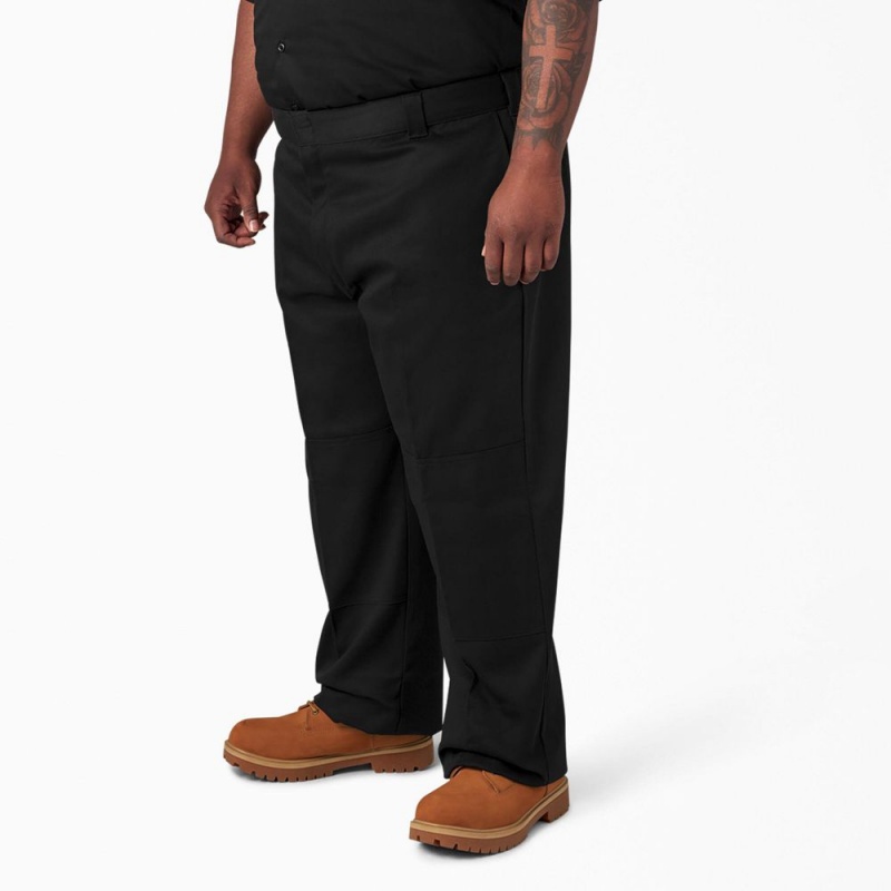 Men's Dickies FLEX Loose Fit Double Knee Work Pants Black | 0125783-LA