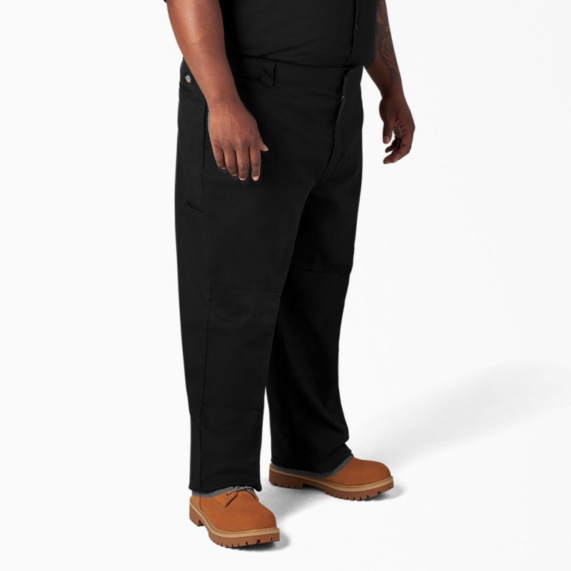 Men's Dickies FLEX Loose Fit Double Knee Work Pants Black | 0125783-LA