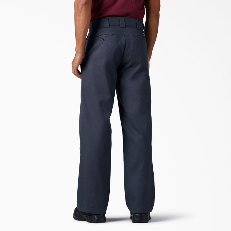 Men's Dickies FLEX Loose Fit Double Knee Work Pants Navy | 7548369-ML